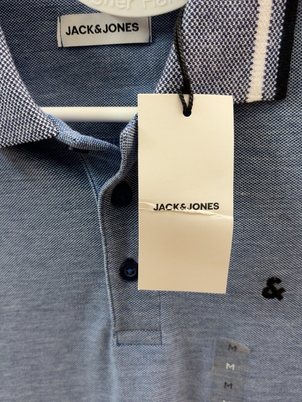Jack & Jones Light Blue Polo with Contrast Collar Trim